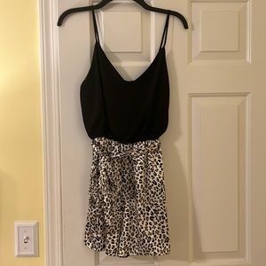 Black and Leopard Print shorts romper
